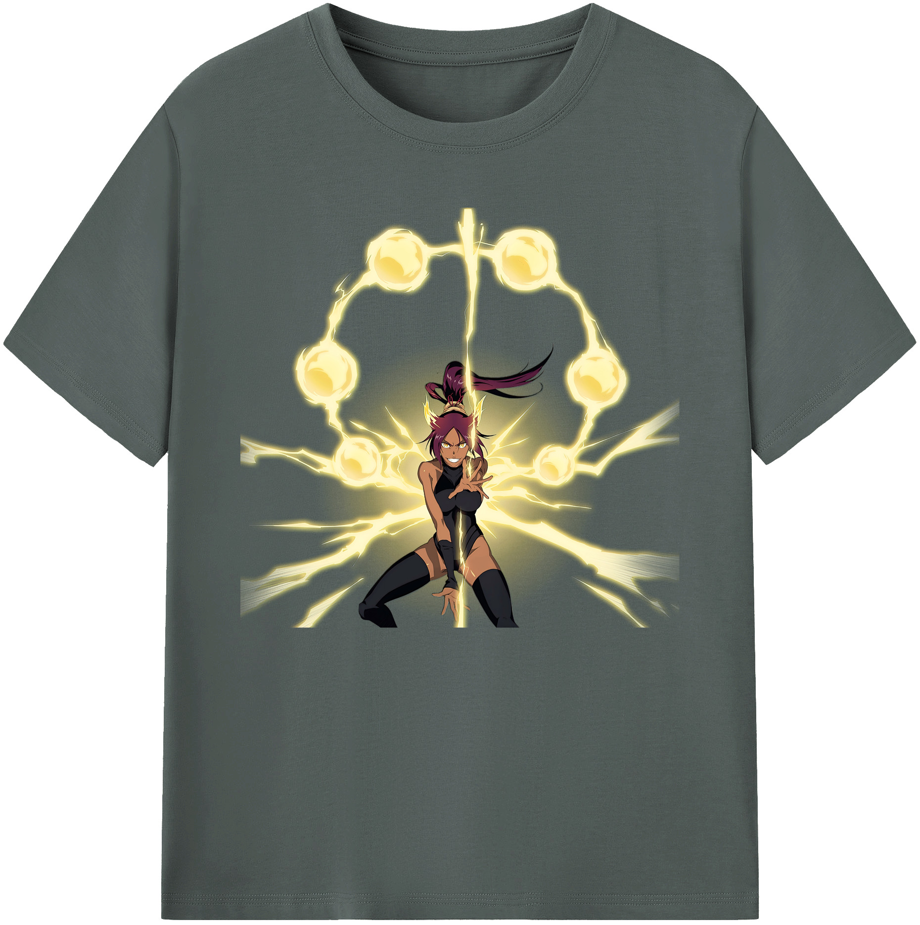 （画像用） ブリーチ 四楓院 夜一（しほういん よるいち） BLEACH Shihouin Yoruichi 綿100％ メンズ半袖Tシャツ｜肌触りやわらか＆通気性